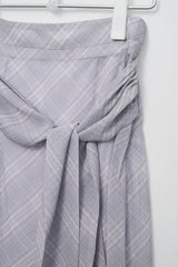 Layered Check Wrap Midi Skirt (Gray)