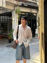 Lua cutting bermuda denim pants
