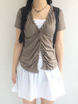 vintage shirring button t
