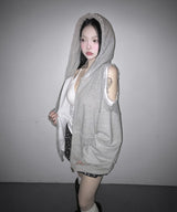 lace off hood zip-up (2colors)
