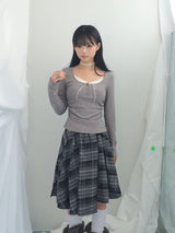 Charcoal Blend Checkered Layered Skirt