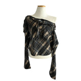 Leaf Trail Check Scarf Long Sleeve T-shirt
