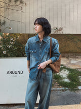 Flood cat brush western denim shirt