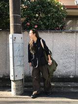 ダブルピンタックパンツ (ブラウン)