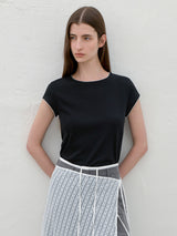 (T-7039)LAYLA PICOT STITCH SLIM TEE