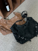Belted Buckle Cross Double Strap Big Shoulder Bag (3 Colors)