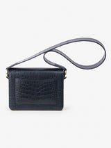 ISLE MINI CROC ショルダーレザーバッグ / Wani Navy