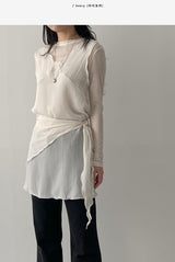 Ocean Tencel See-through Round Neck T-shirt