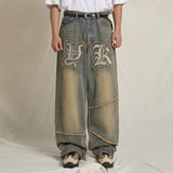 YK Applique Denim Pants Yellow Washing