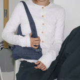Moken Bubble Wood Button Long Sleeve Cardigan