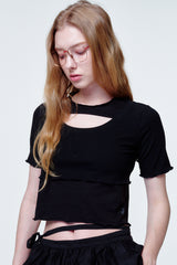 Cross cut top Black