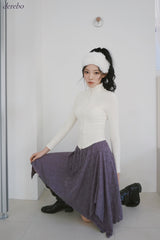 velvet line half-turtleneck zip-up slim top