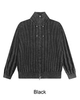 Terry Pigment Ribbed Knit Zip-Up