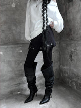 studded faux fur banded shorts (2color)
