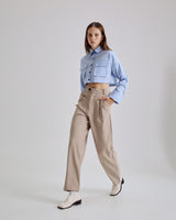 EVIE mia OVERSIZED CROPPED SHIRTS BLUE