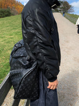 Black leather shirring padding