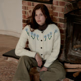 Flower Heavy Gauge Cardigan_Ivory