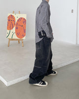 No.0674 C parachute denim wide PT