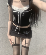 Dotoni Lace Ribbon Top