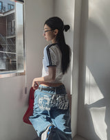 Cartel Back Painting Balloon Denim Pants