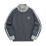 Sporty-Track-Semi-Crop-Knit-Zip-Up - 7COLOR