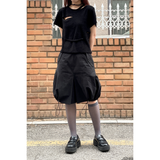 パンプキンストリングスカート : BLACK
