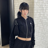 ロゴポイントトレーニングクロップフードジップアップ【セットアップアイテムあり】