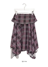 Helena Check Flare Folding Midi Skirt