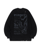 Grunge Angel Graphic Damage Knit - BLACK