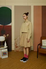 Campus Lover Beige Crop Shirt [For women]
