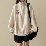 American Flag Coloring Fleece Semi-Zipup Anorak Sweatshirt