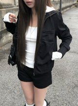 Dain Shirring Banding Zip-Up Jacket