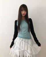 ケオンオフショルダーピーチフリーススターTシャツ