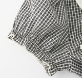 Lovie Check Ribbon Collar Blouse
