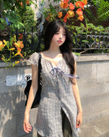 Tifo Shirred Puff Check One Piece