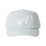アーガイル ストライプ デニム ピルボックス キャップ(Light Blue Denim)