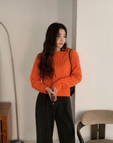 Winter Round Crop Twist Knit (6color)