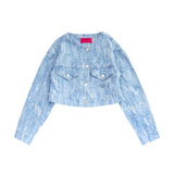 CROP NON CALLAR JACQUARD DENIM JACKET (FOR WOMAN)_SYS4JK51SB