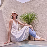 Heart Chain Crochet Ribbon Bucket Hat / Beige