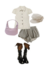 TWINKLE TWEED PUFF JACKET BLOUSE IN IVORY
