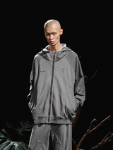 2510SWEAT_RELABEL 24AW Chrysalis Breath Grey Hooded Zip Drawstring Casual Sweatshirt