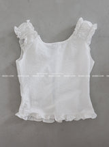 Star Patch Shirring Zip-Up Blouse
