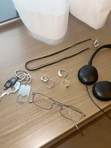 No.1184 leather & steel necklace