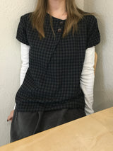 モノチェックパフブラウス (2c)