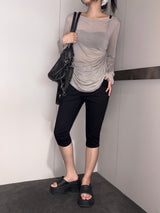 Shy Black Denim Capri Pants