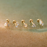 Sparkling Trio Stone Barbell Single 925 Silver One-Side Piercing E035-08G