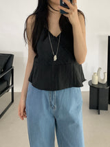 Derin Frill Bustier Sleeveless Blouse