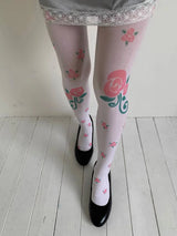 Pink rose white stockings