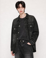 (UNISEX) スクラッチ デニム シャツ ジャケット