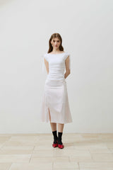 LILY OFF-SHOULDER SHIRRING TOP / WHITE